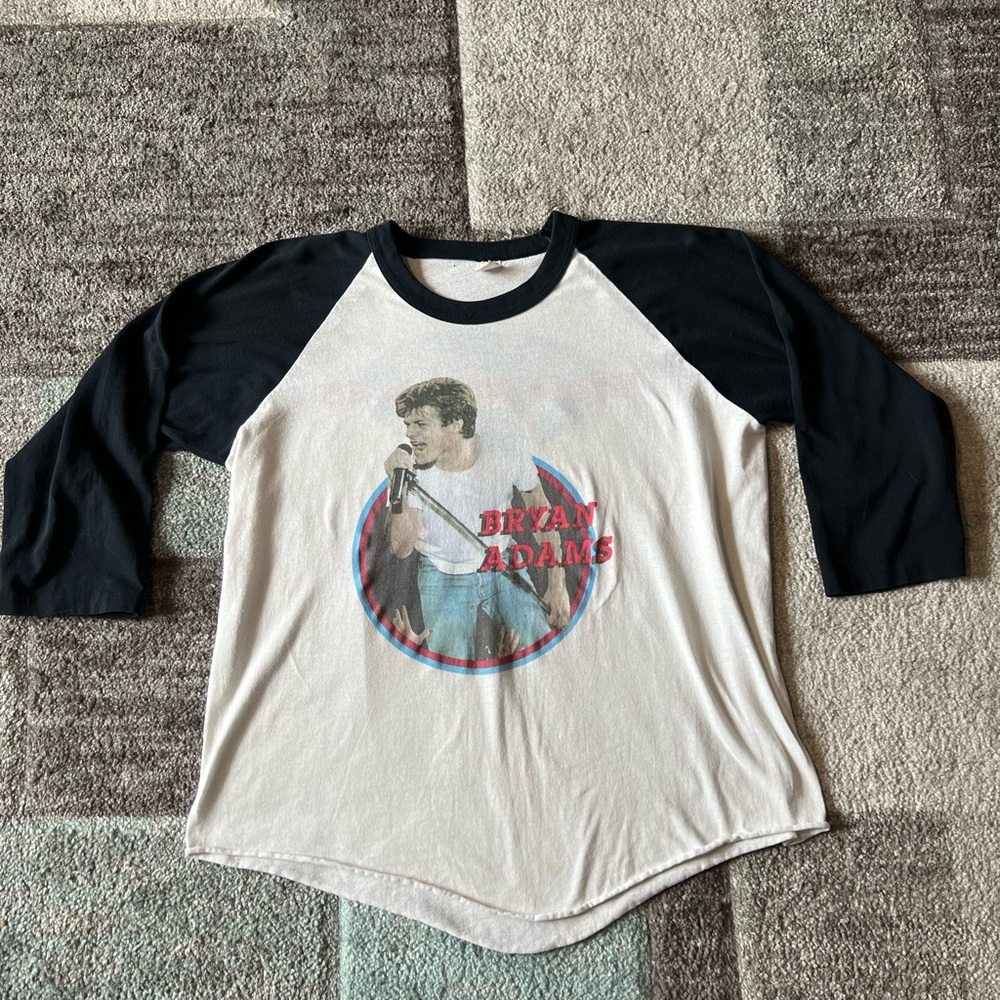 Vtg 80’s Bryan Adams World Wide In 85 Concert Tour T shirt Sz XL Baseball Style - Picture 6 of 11